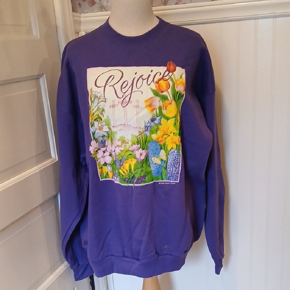 Vintage 2000 Hanes Comfort Blend Purple Sweatshirt Rejoice Praise